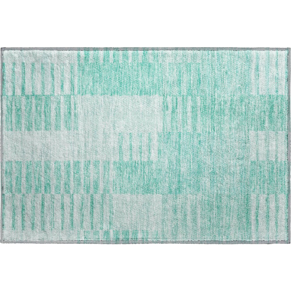 Premium Machine Washable Mayfield AMF686 Teal 1'8" x 2'6" Rug. Picture 1