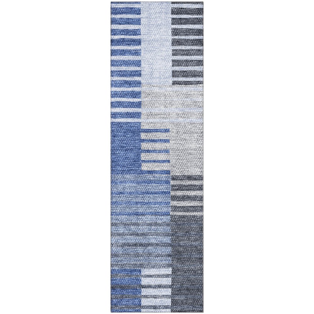 Premium Machine Washable Mayfield AMF687 Blue 2'3" x 7'6" Runner Rug. Picture 1