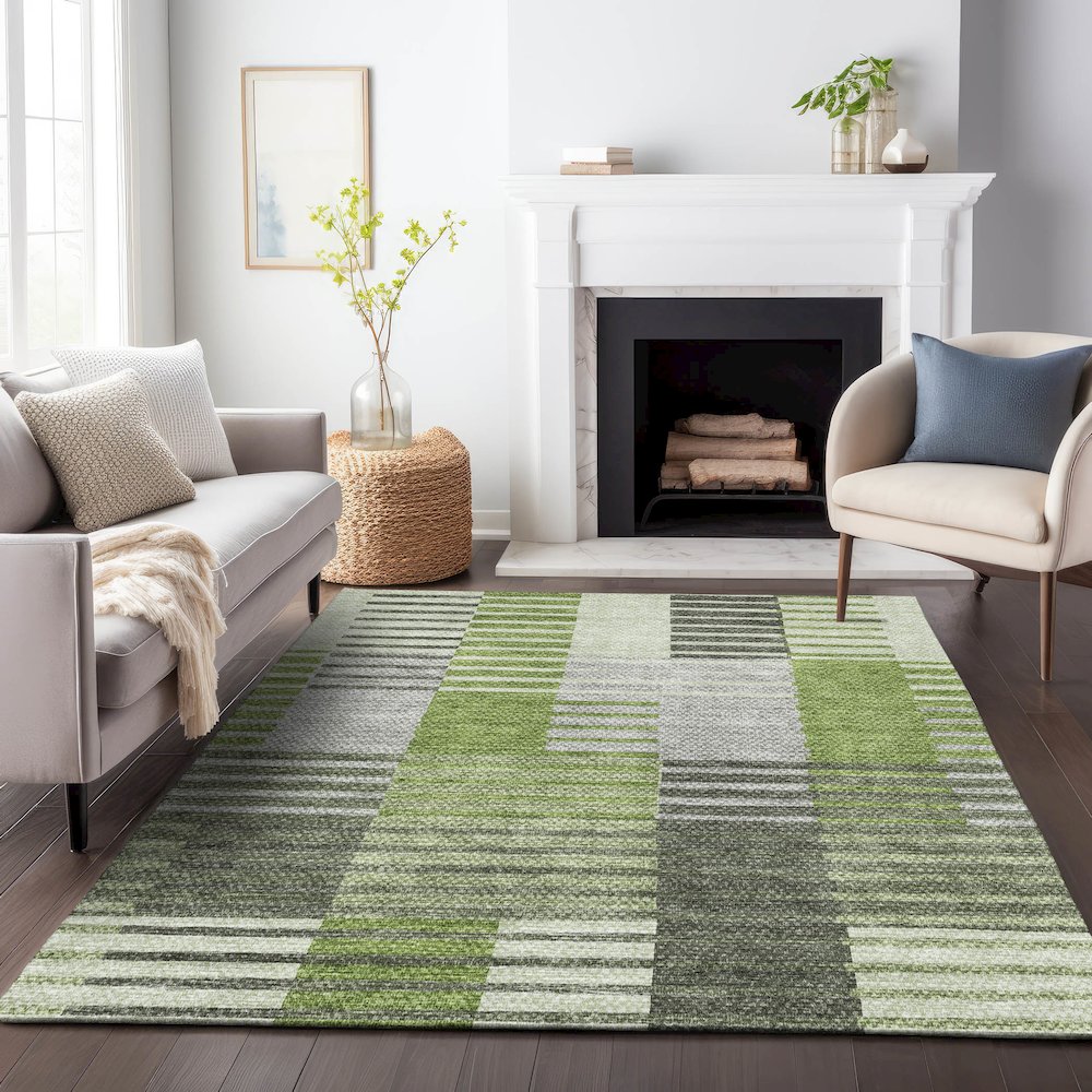 Premium Machine Washable Mayfield AMF687 Green 2'6" x 3'10" Rug. Picture 5