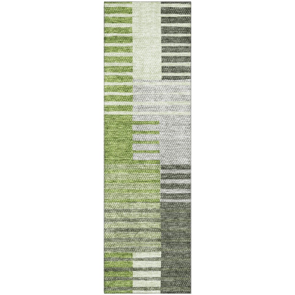 Premium Machine Washable Mayfield AMF687 Green 2'3" x 7'6" Runner Rug. Picture 1