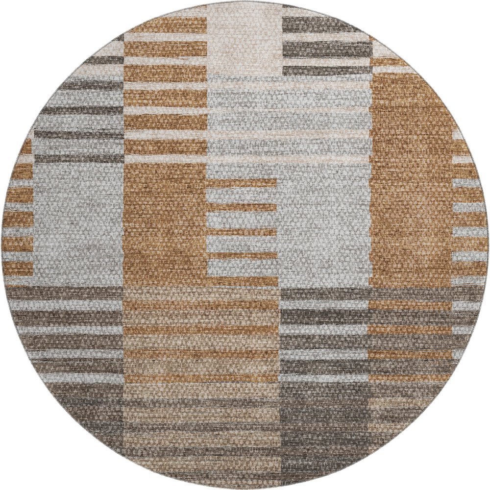 Premium Machine Washable Mayfield AMF687 Paprika 8' x 8' Round Rug. Picture 1