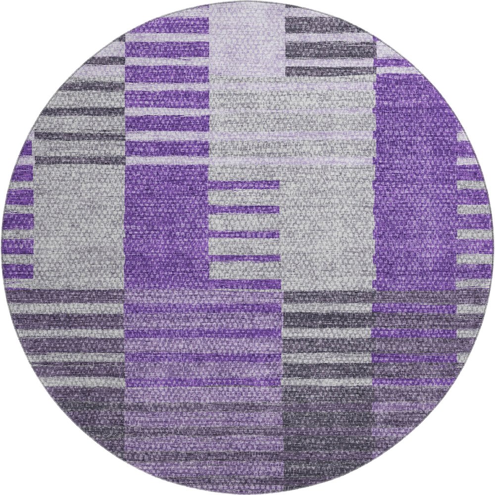 Premium Machine Washable Mayfield AMF687 Purple 8' x 8' Round Rug. Picture 1