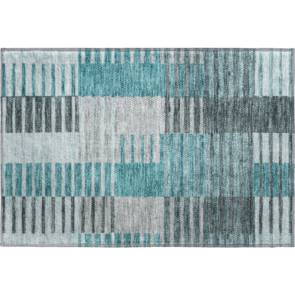 Premium Machine Washable Mayfield AMF687 Teal 1'8" x 2'6" Rug. Picture 1