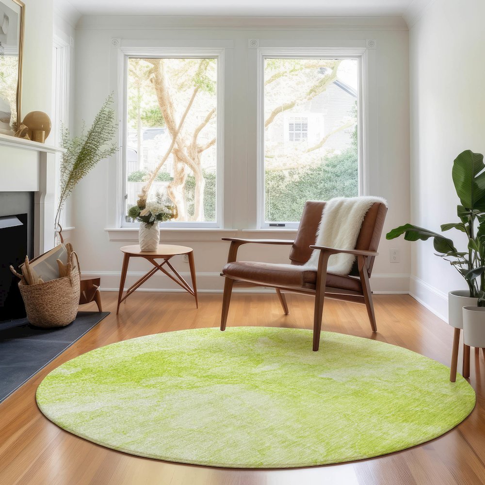 Premium Machine Washable Mayfield AMF688 Aloe 8' x 8' Round Rug. Picture 5