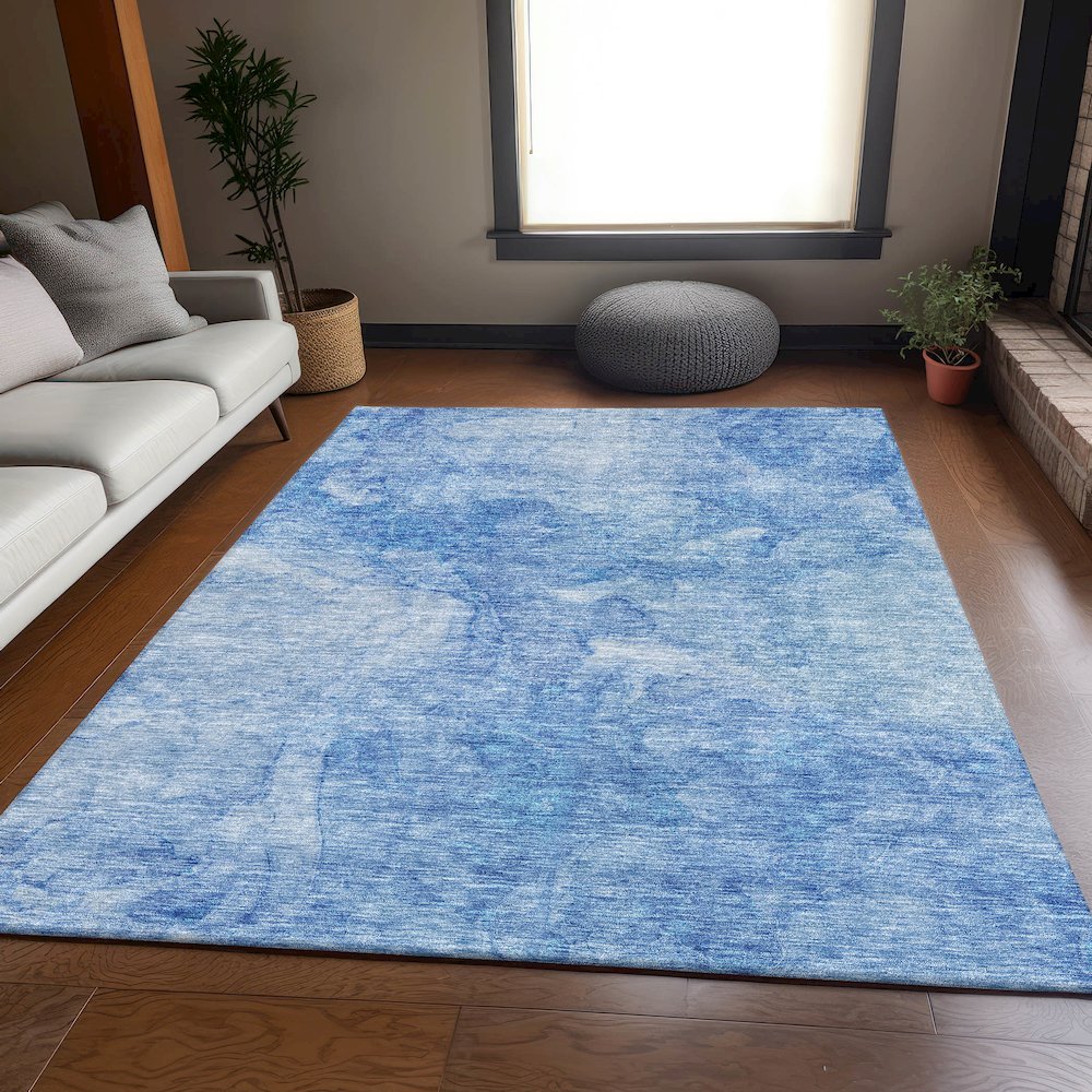 Premium Machine Washable Mayfield AMF688 Blue 2'6" x 3'10" Rug. Picture 5