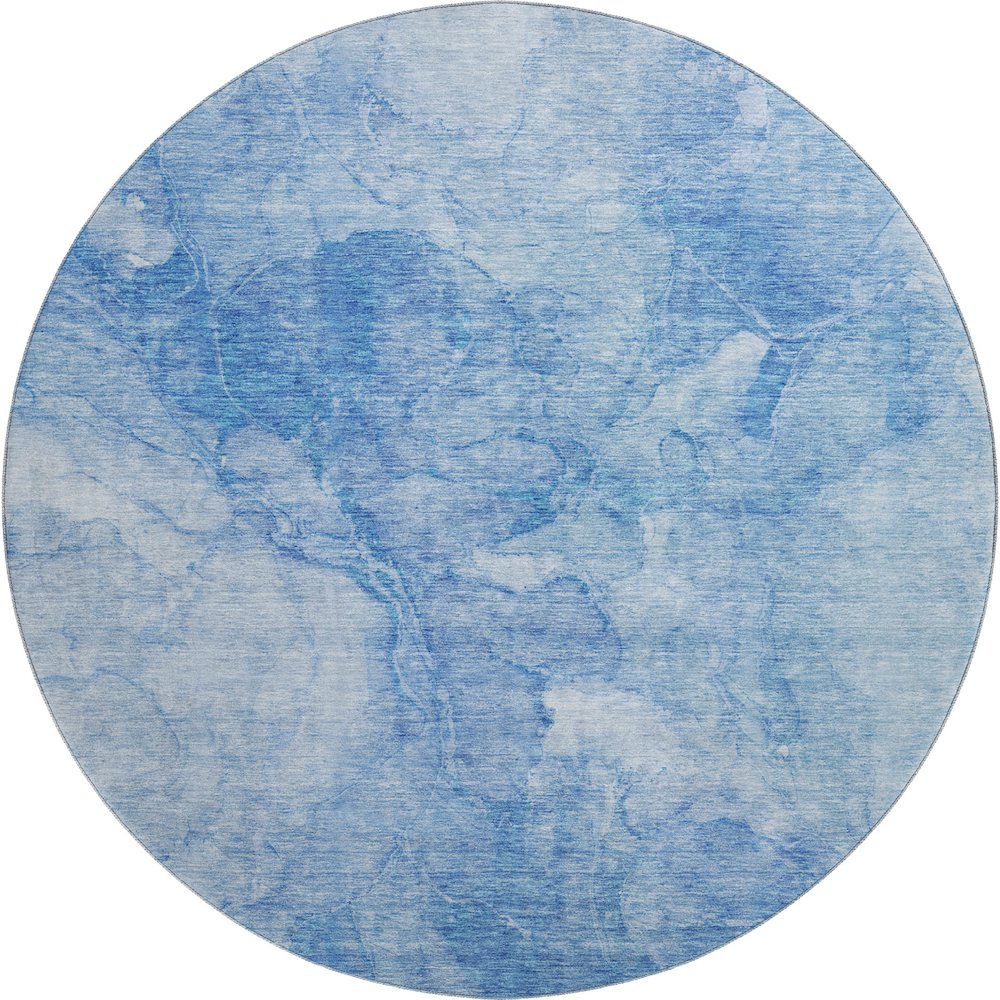 Premium Machine Washable Mayfield AMF688 Blue 8' x 8' Round Rug. Picture 1
