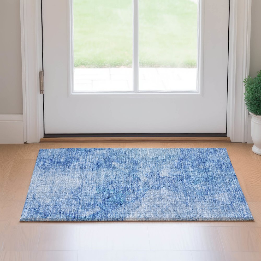 Premium Machine Washable Mayfield AMF688 Blue 1'8" x 2'6" Rug. Picture 5