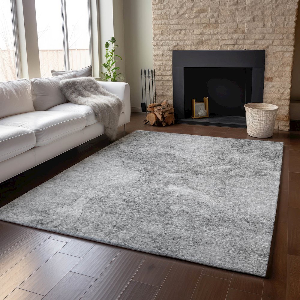 Premium Machine Washable Mayfield AMF688 Gray 2'6" x 3'10" Rug. Picture 6