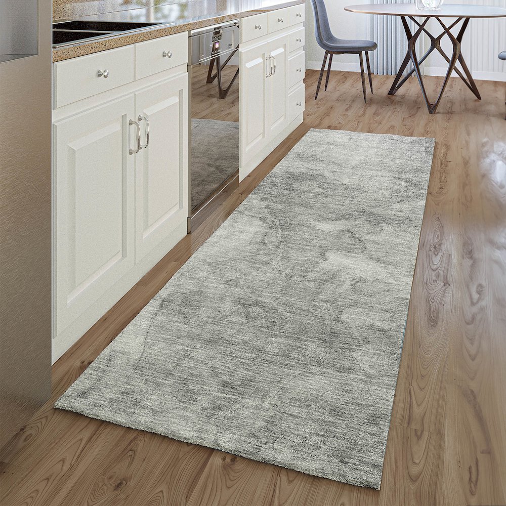 Premium Machine Washable Mayfield AMF688 Gray 2'3" x 7'6" Runner Rug. Picture 5