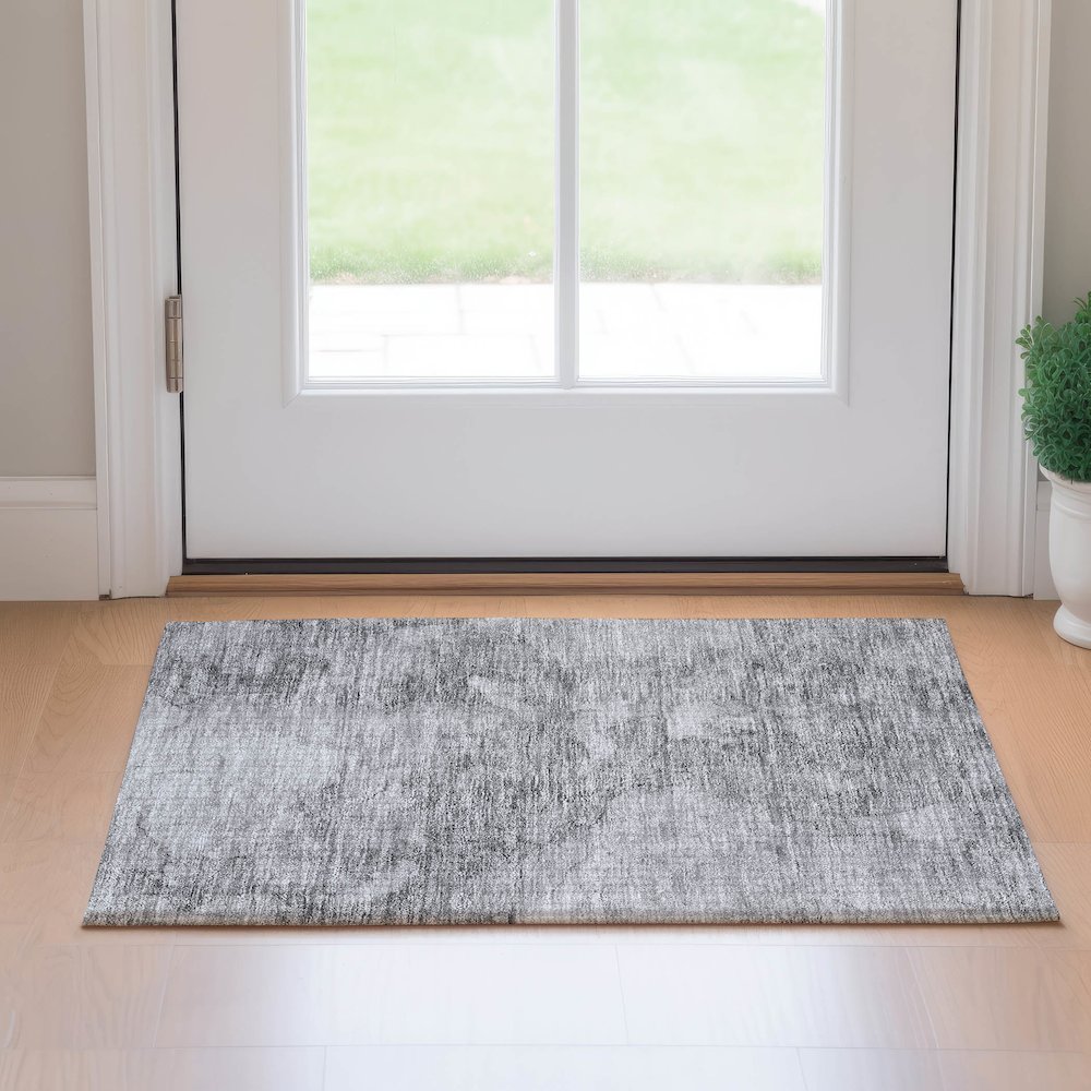 Premium Machine Washable Mayfield AMF688 Gray 1'8" x 2'6" Rug. Picture 5