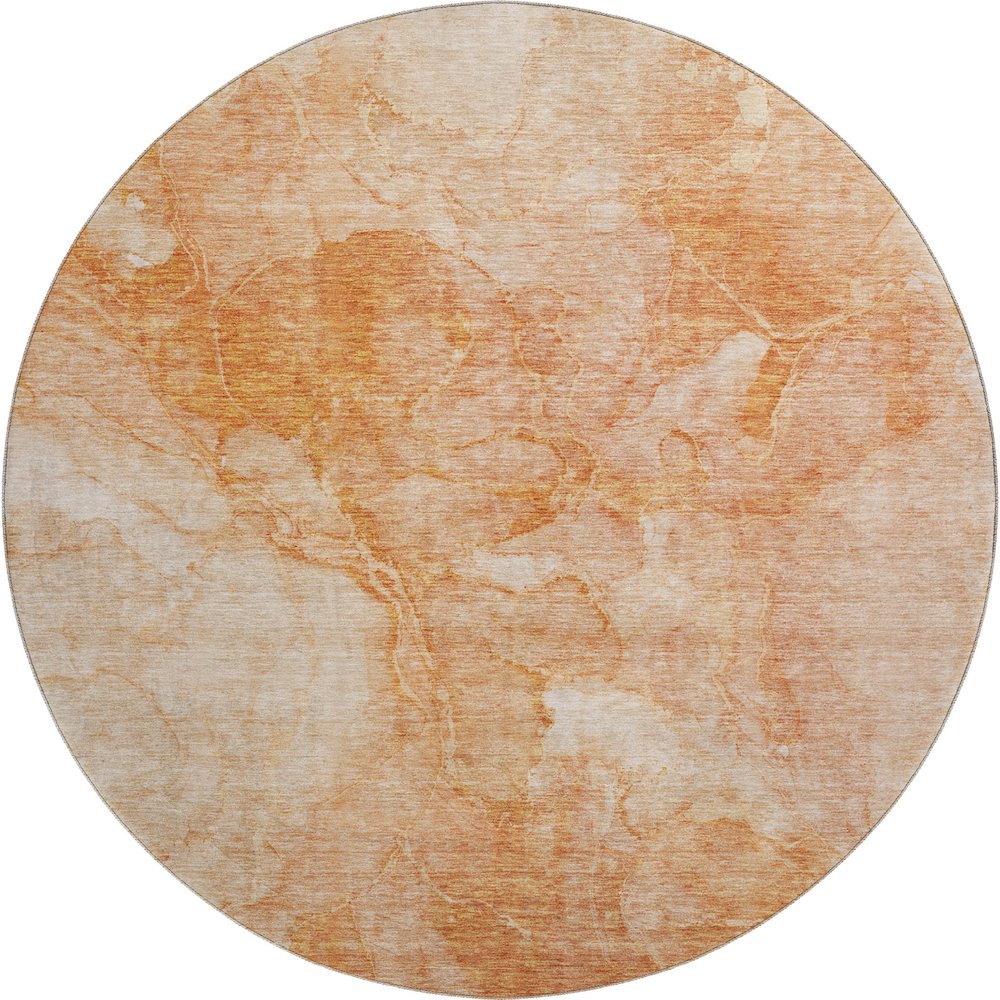 Premium Machine Washable Mayfield AMF688 Salmon 8' x 8' Round Rug. Picture 1