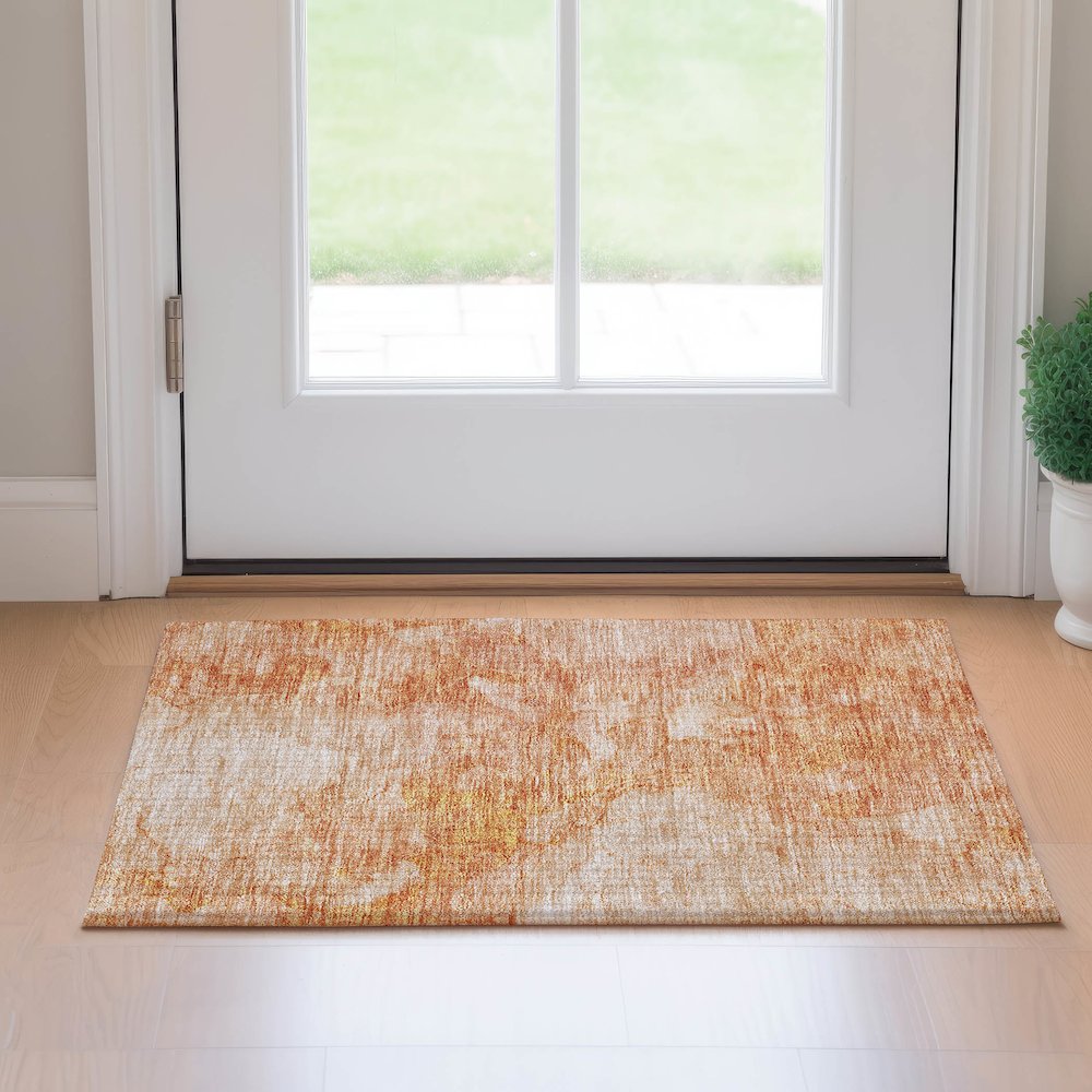 Premium Machine Washable Mayfield AMF688 Salmon 1'8" x 2'6" Rug. Picture 5