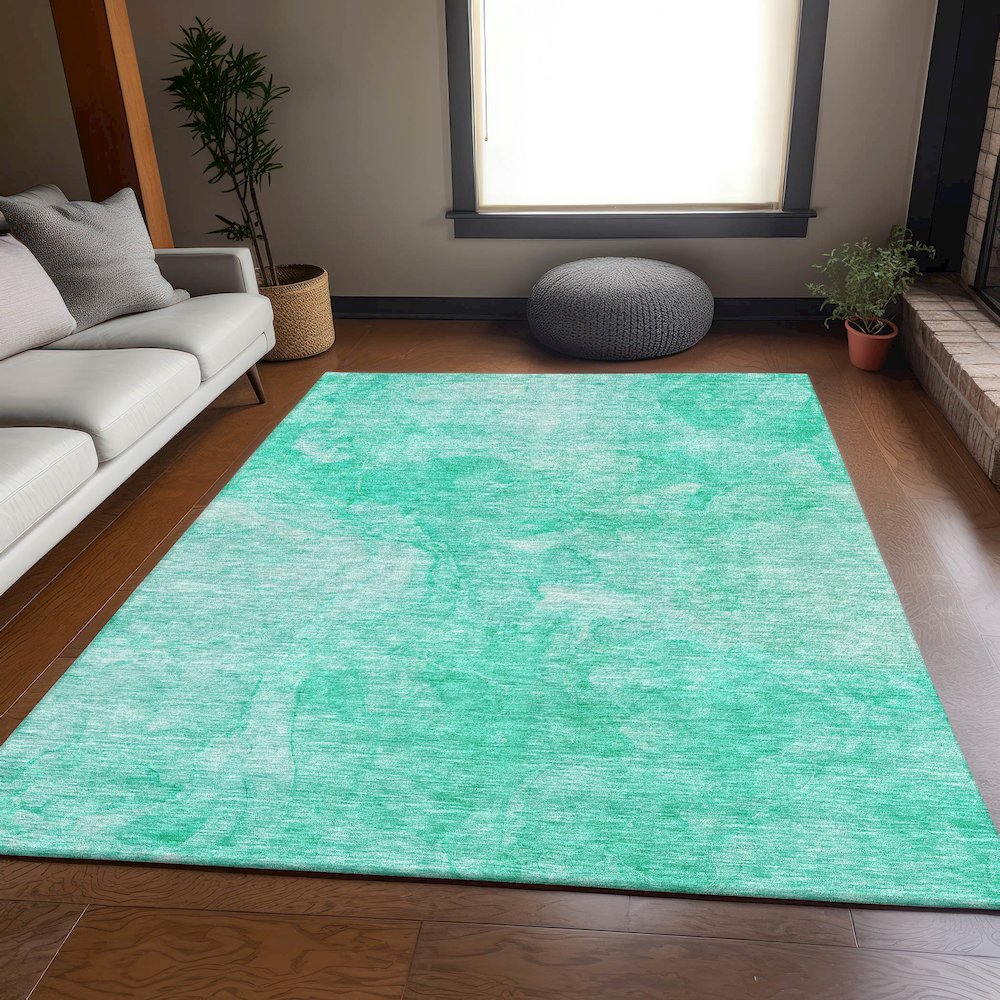 Premium Machine Washable Mayfield AMF688 Teal 2'6" x 3'10" Rug. Picture 5