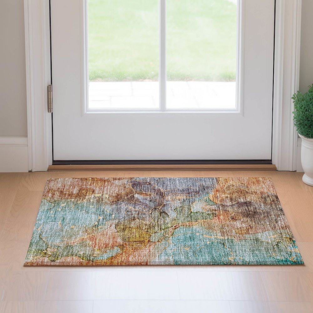Premium Machine Washable Mayfield AMF689 Coral 1'8" x 2'6" Rug. Picture 5