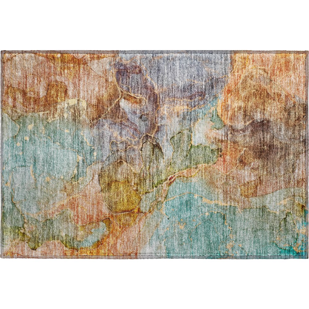Premium Machine Washable Mayfield AMF689 Coral 1'8" x 2'6" Rug. Picture 1