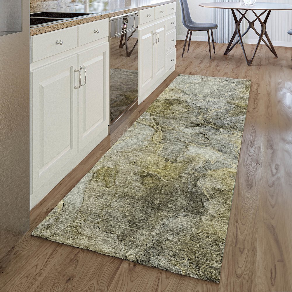 Premium Machine Washable Mayfield AMF689 Taupe 2'3" x 7'6" Runner Rug. Picture 5