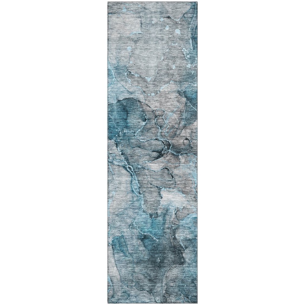 Premium Machine Washable Mayfield AMF689 Teal 2'3" x 7'6" Runner Rug. Picture 1