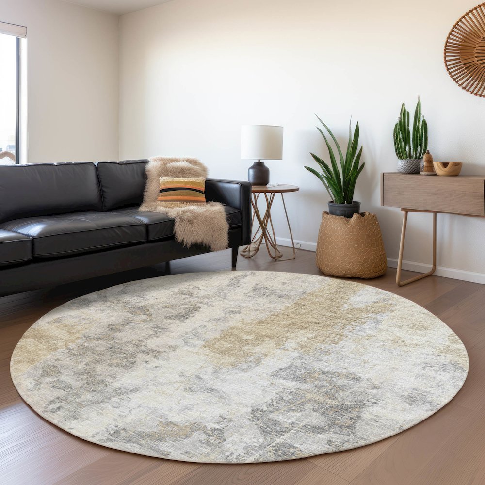 Premium Machine Washable Mayfield  Moody 8' x 8' Round Rug. Picture 5