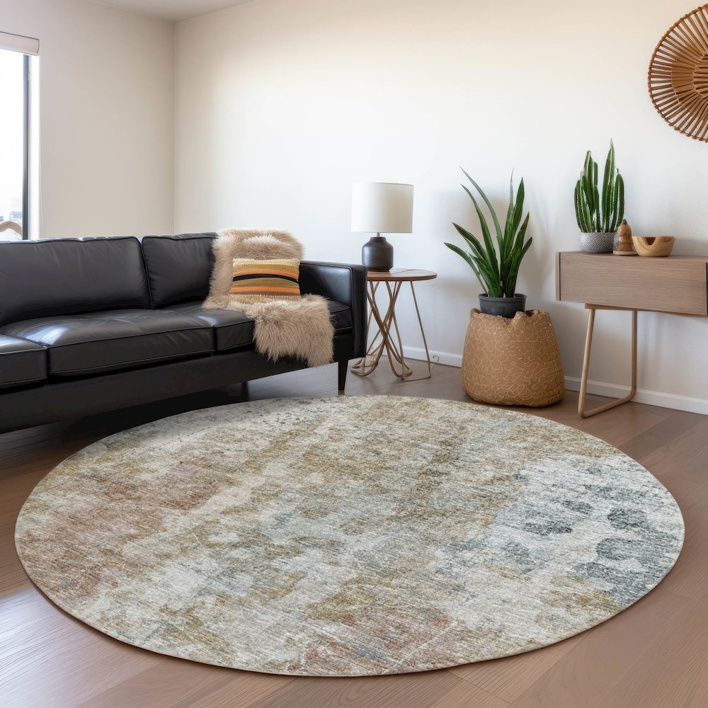 Premium Machine Washable Mayfield  Multi 8' x 8' Round Rug. Picture 5
