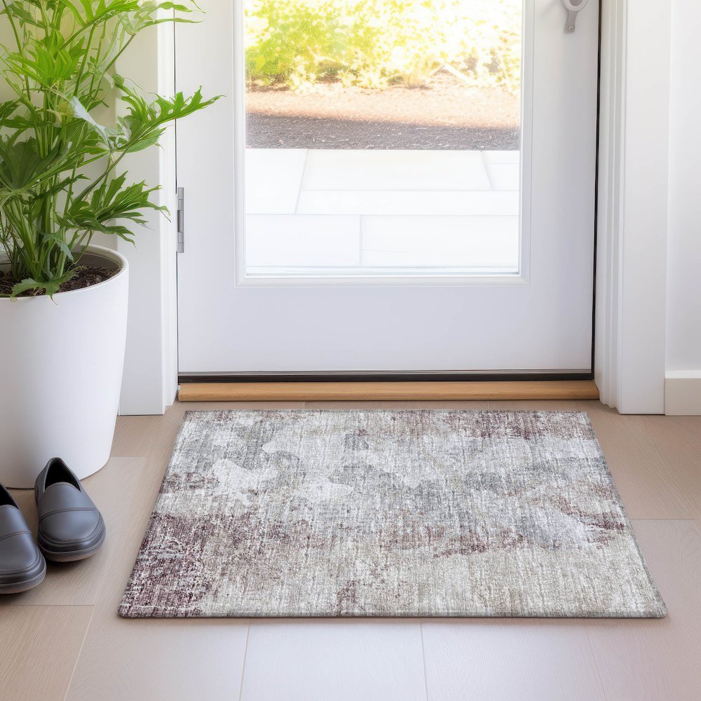 Premium Machine Washable Mayfield  Plum 1'8" x 2'6" Rug. Picture 5