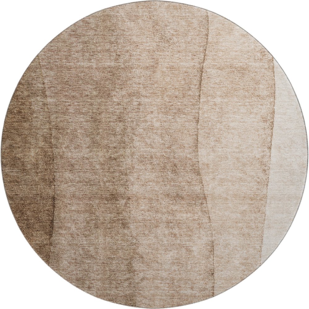 Premium Machine Washable Mayfield AMF690 Brown 8' x 8' Round Rug. Picture 1