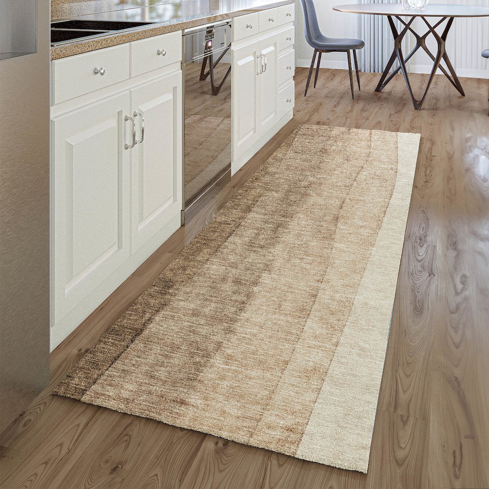 Premium Machine Washable Mayfield AMF690 Brown 2'3" x 7'6" Runner Rug. Picture 5