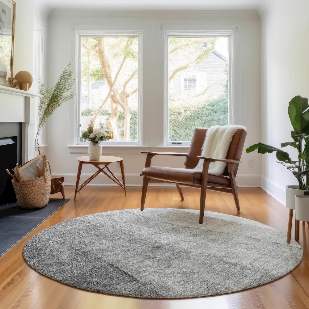 Premium Machine Washable Mayfield AMF690 Gray 8' x 8' Round Rug. Picture 5