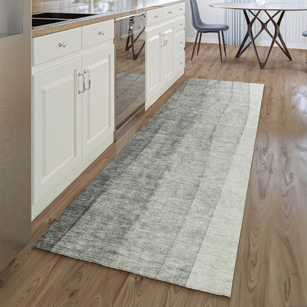 Premium Machine Washable Mayfield AMF690 Gray 2'3" x 7'6" Runner Rug. Picture 5