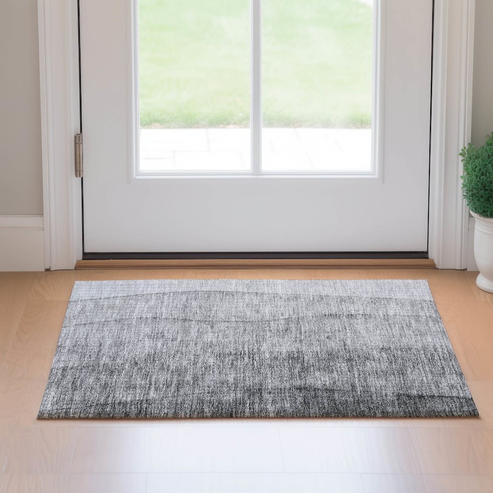 Premium Machine Washable Mayfield AMF690 Gray 1'8" x 2'6" Rug. Picture 5