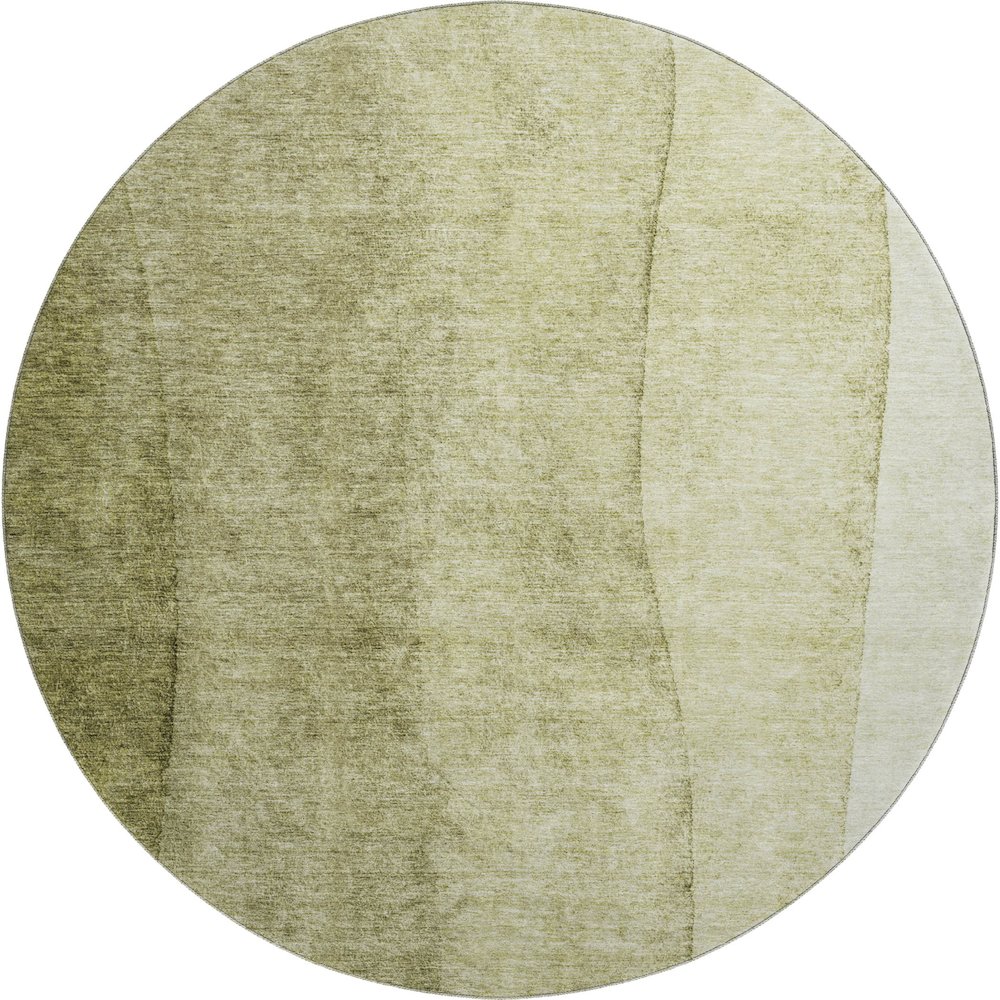 Premium Machine Washable Mayfield AMF690 Olive 8' x 8' Round Rug. Picture 1