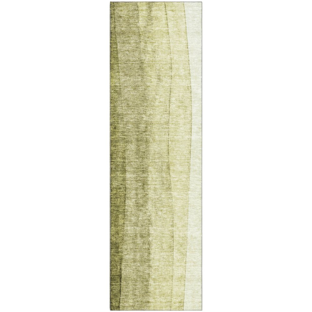 Premium Machine Washable Mayfield AMF690 Olive 2'3" x 7'6" Runner Rug. Picture 1