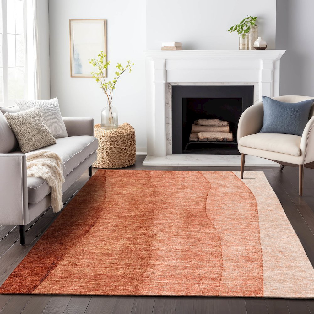Premium Machine Washable Mayfield AMF690 Paprika 2'6" x 3'10" Rug. Picture 5