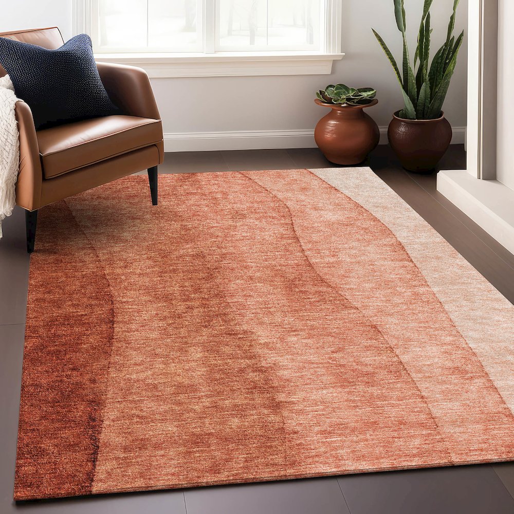 Premium Machine Washable Mayfield AMF690 Paprika 2'6" x 3'10" Rug. Picture 6
