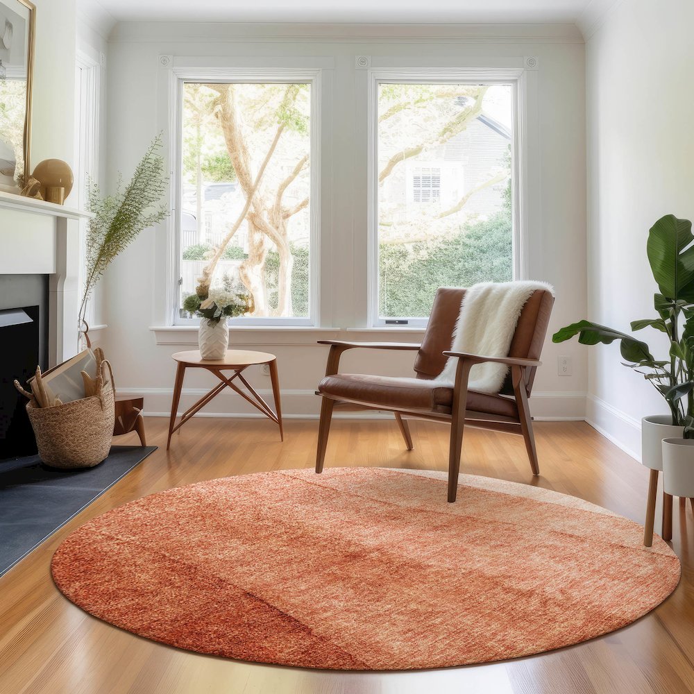 Premium Machine Washable Mayfield AMF690 Paprika 8' x 8' Round Rug. Picture 5
