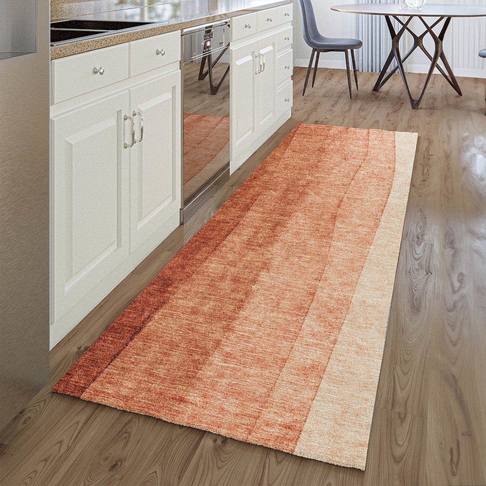 Premium Machine Washable Mayfield AMF690 Paprika 2'3" x 7'6" Runner Rug. Picture 5