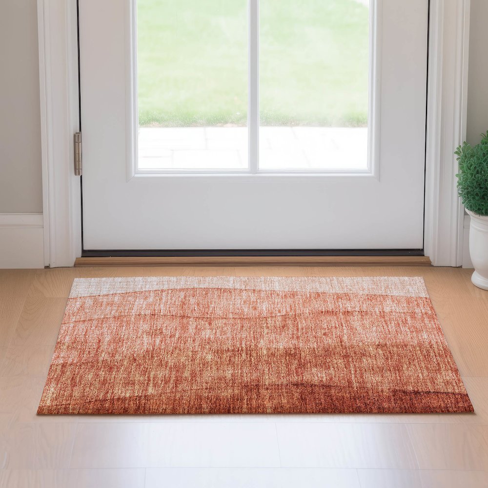 Premium Machine Washable Mayfield AMF690 Paprika 1'8" x 2'6" Rug. Picture 5