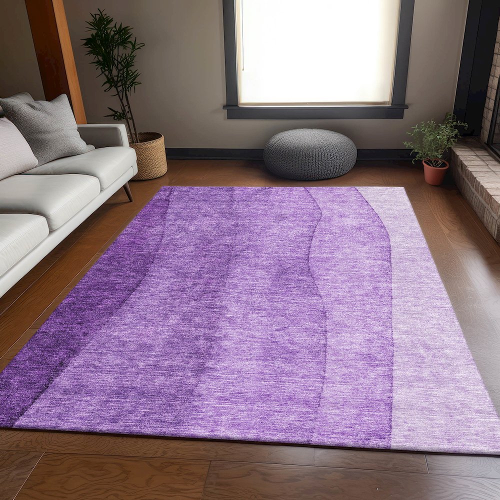 Premium Machine Washable Mayfield AMF690 Purple 2'6" x 3'10" Rug. Picture 5
