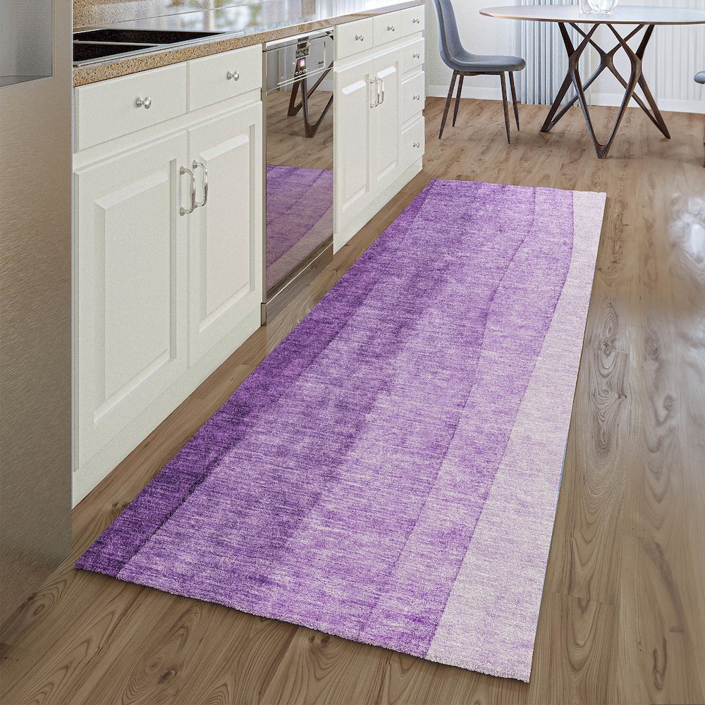 Premium Machine Washable Mayfield AMF690 Purple 2'3" x 7'6" Runner Rug. Picture 5