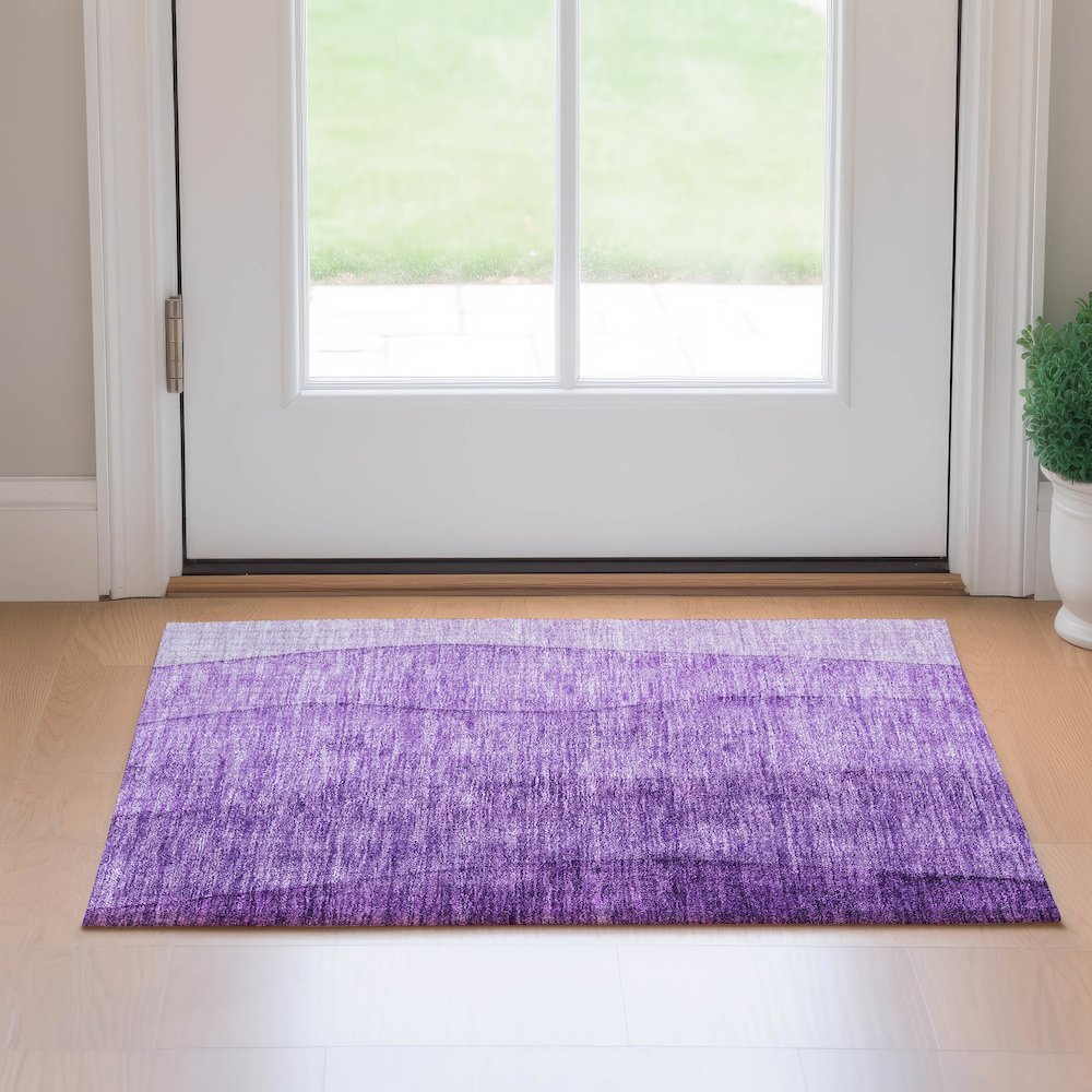 Premium Machine Washable Mayfield AMF690 Purple 1'8" x 2'6" Rug. Picture 5