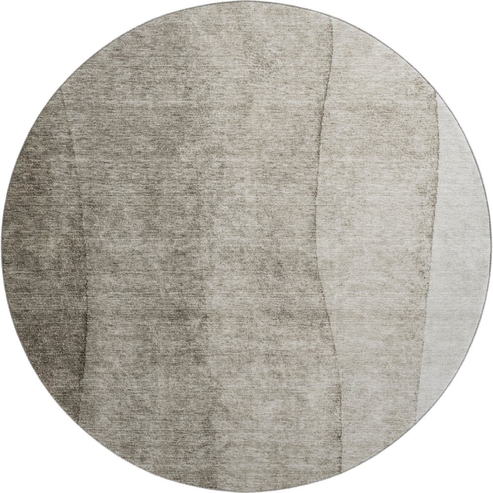 Premium Machine Washable Mayfield AMF690 Taupe 8' x 8' Round Rug. Picture 1