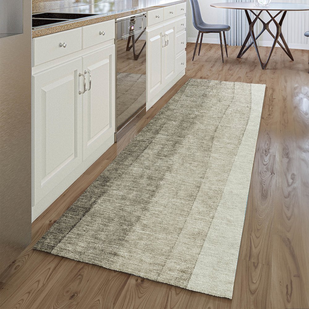 Premium Machine Washable Mayfield AMF690 Taupe 2'3" x 7'6" Runner Rug. Picture 5