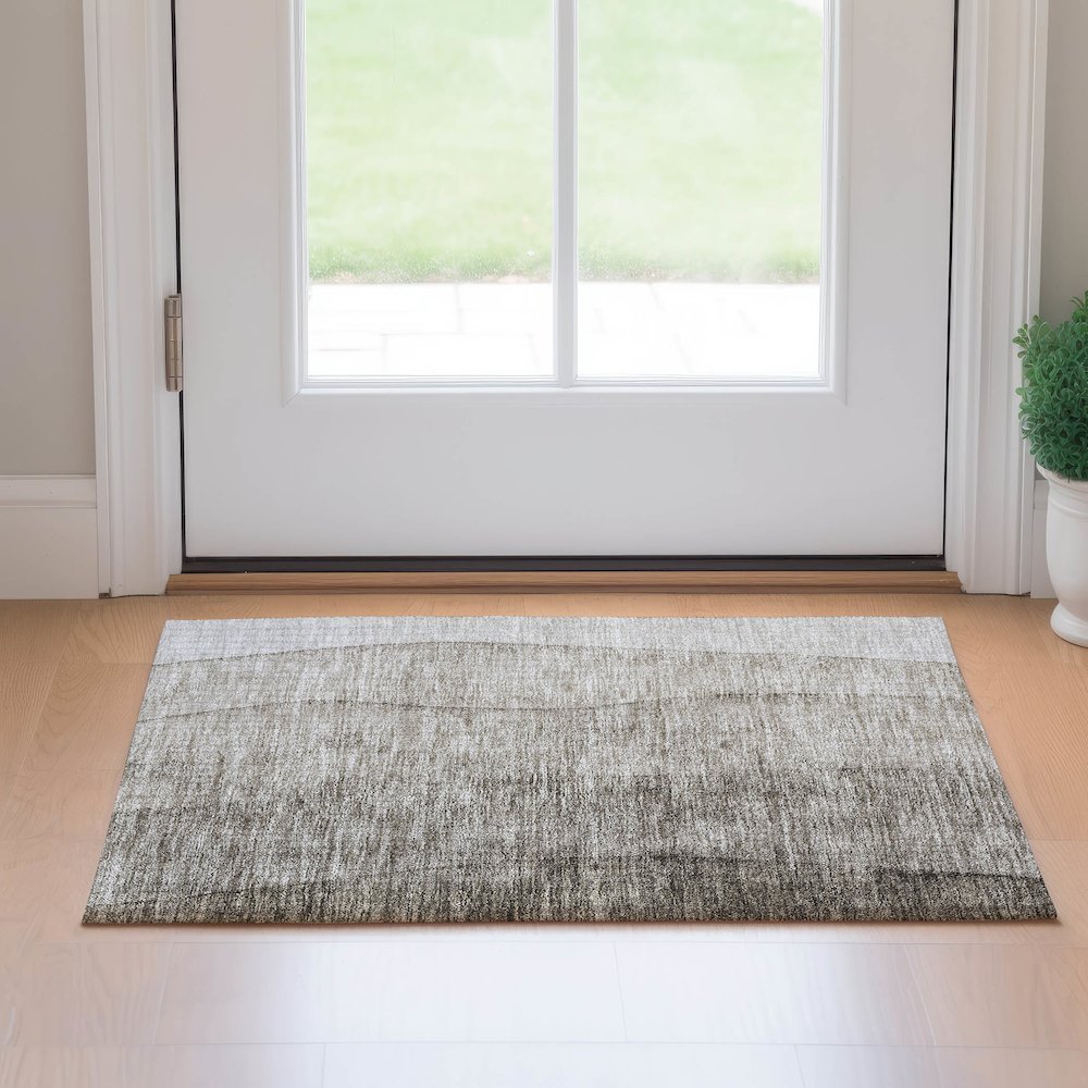 Premium Machine Washable Mayfield AMF690 Taupe 1'8" x 2'6" Rug. Picture 5