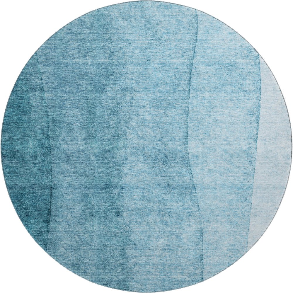 Premium Machine Washable Mayfield AMF690 Teal 8' x 8' Round Rug. Picture 1