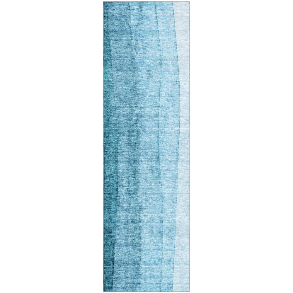 Premium Machine Washable Mayfield AMF690 Teal 2'3" x 7'6" Runner Rug. Picture 1