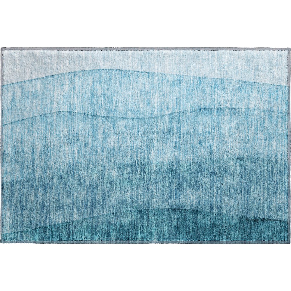 Premium Machine Washable Mayfield AMF690 Teal 1'8" x 2'6" Rug. Picture 1