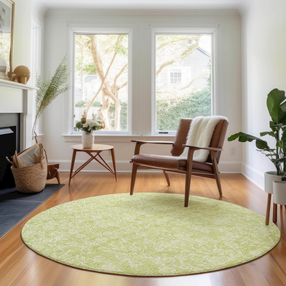 Premium Machine Washable Mayfield AMF691 Aloe 8' x 8' Round Rug. Picture 5