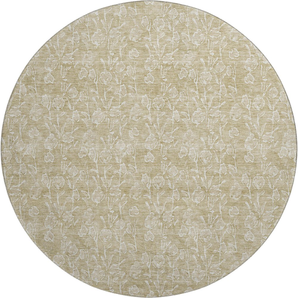 Premium Machine Washable Mayfield AMF691 Beige 8' x 8' Round Rug. Picture 1