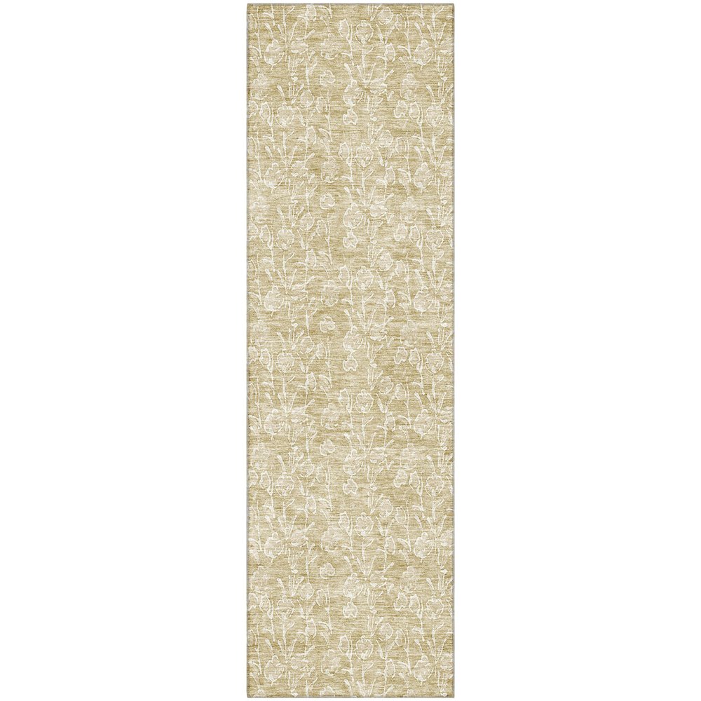 Premium Machine Washable Mayfield AMF691 Beige 2'3" x 7'6" Runner Rug. Picture 1