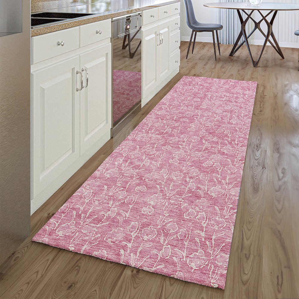 Premium Machine Washable Mayfield AMF691 Blush 2'3" x 7'6" Runner Rug. Picture 5