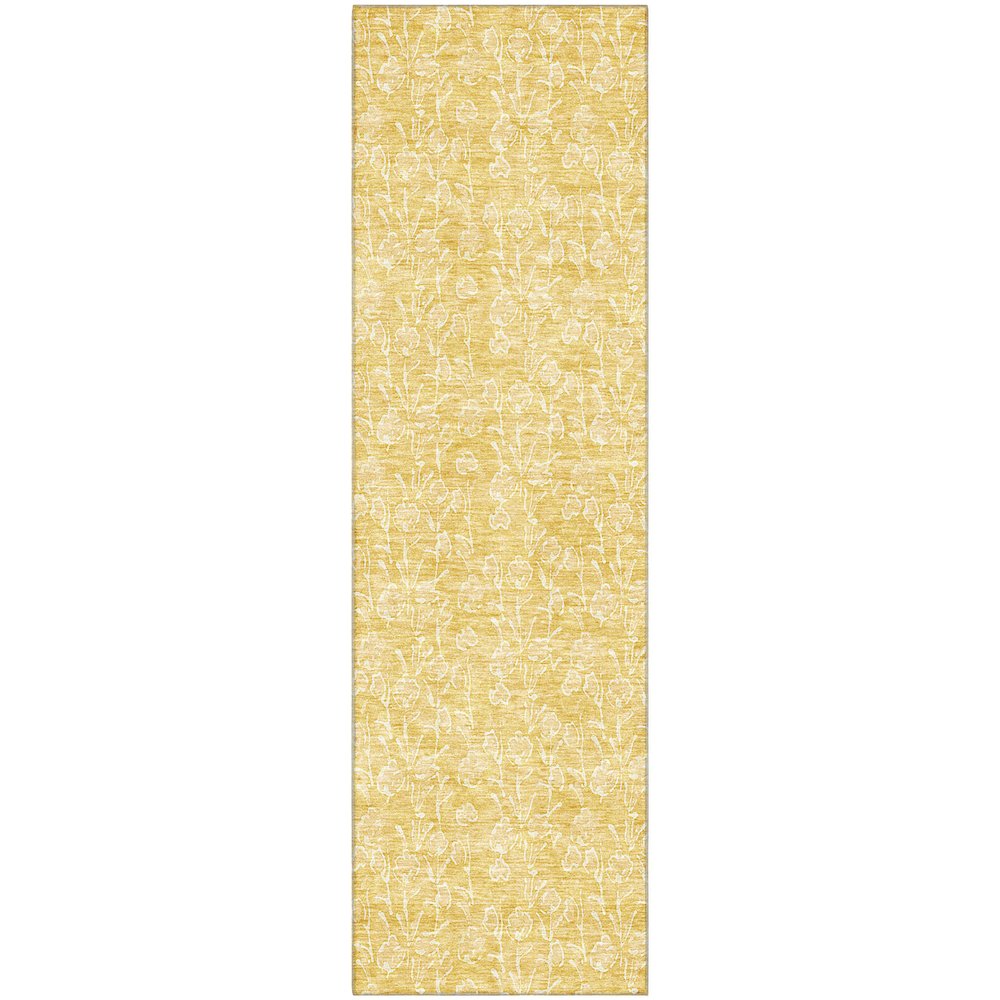 Premium Machine Washable Mayfield AMF691 Gold 2'3" x 7'6" Runner Rug. Picture 1